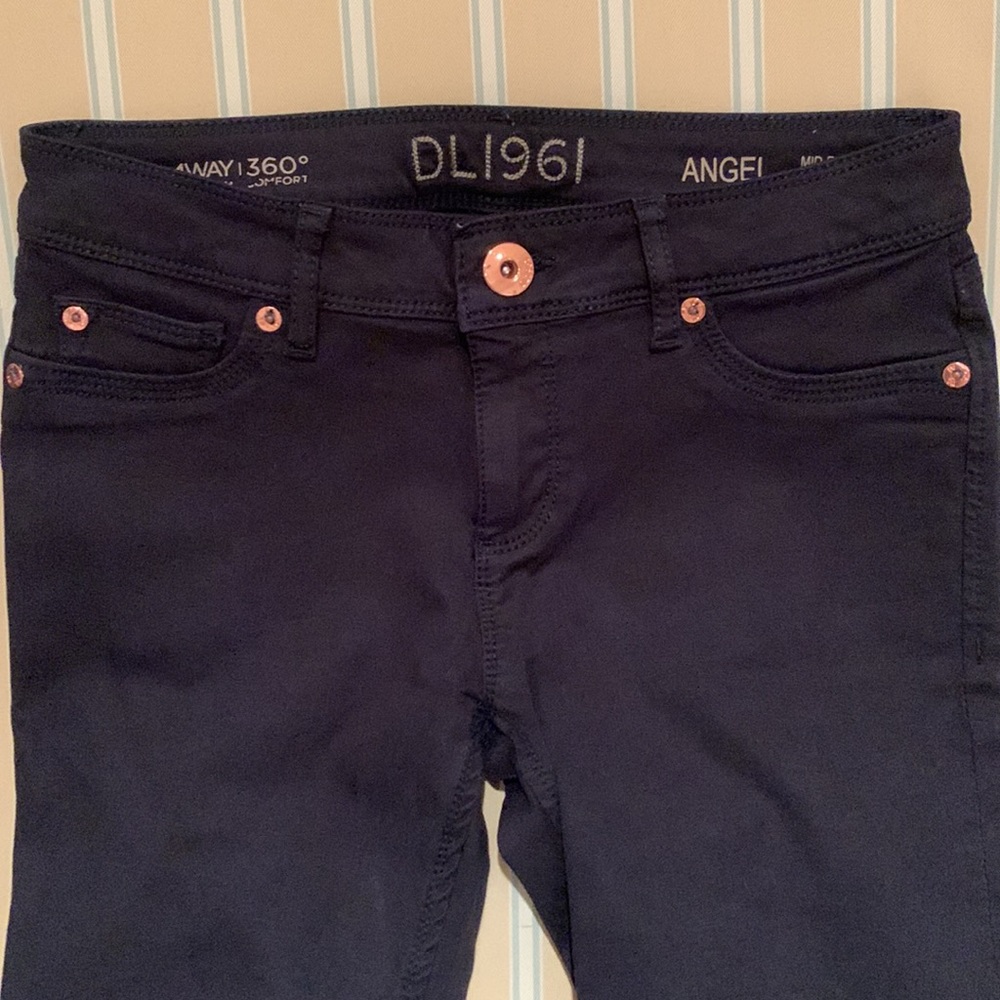 NWOT DL 1961 ANGEL MID RISE SKINNY ANKLE DARK NAVY BLUE COLOR WITH ROSE πΉ GOLD - Picture 10 of 16